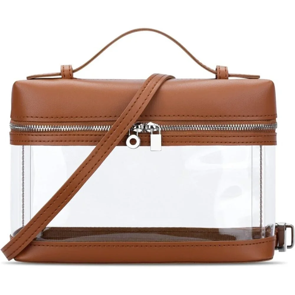 Clear Crossbody Bag Women Vegan Leather Stadium Approved for Concerts Sports